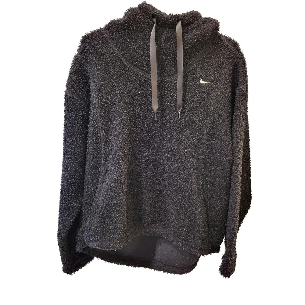 Nike Therma-Fit Hoodie Womens Small Sherpa Fleece Pullover Sweatshirt DD6470-010